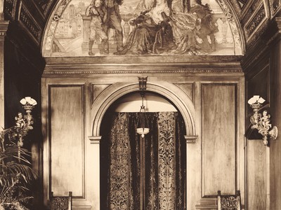 Yarnall House Interior with “Man and Science” Mural and Octagonal Panels, 1910–1911 (Violet Oakley papers, 1841–1981. Archives of American Art, Smithsonian Institution) Photographer unknown