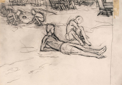 [Two Male Bathers on Beach]