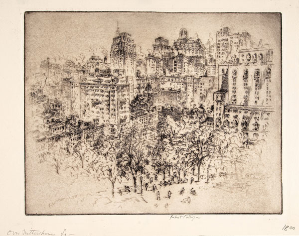 Herbert Pullinger: Over Rittenhouse Square (Undated) Etching
