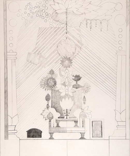 Doris Staffel: Lotus Throne (1972) Graphite on paper
