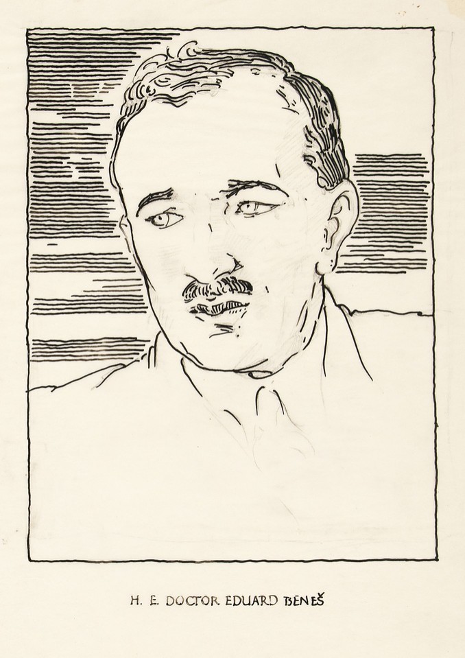 Portrait study of Edvard Beneš, delegate from ... Image 1