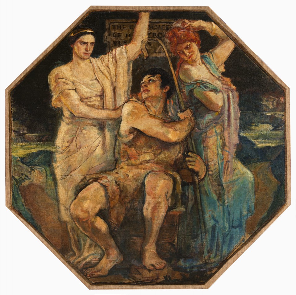 &quot;The Choice of Hercules&quot; octagonal, from the mural series ... Image 1