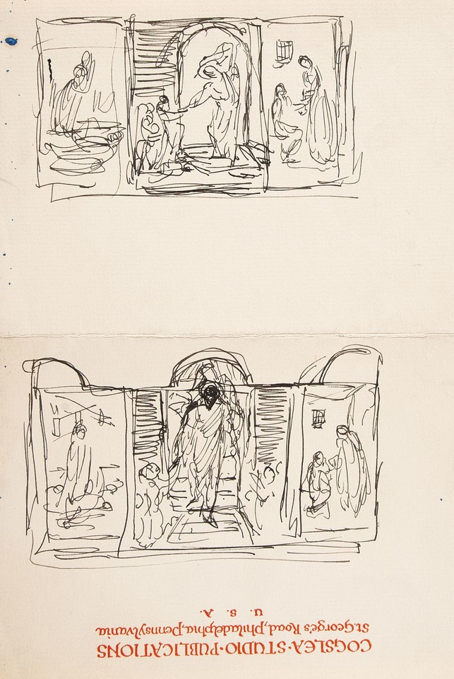 Composition sketches for two unidentified altarpieces Image 1
