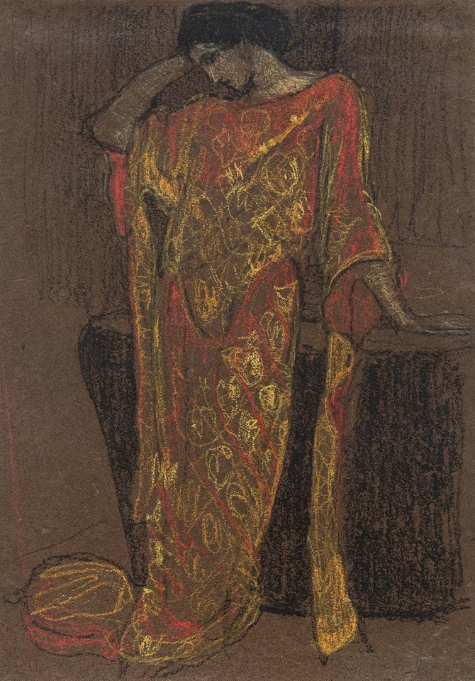 Portrait study of Edith Emerson (in orange and gold gown) Image 1