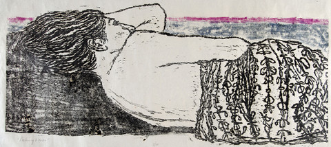 Millicent Krouse: Reclining Woman (1960) Woodcut