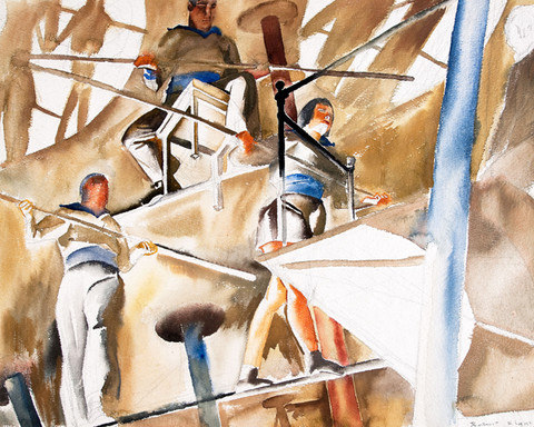 Robert Riggs: High Wire Act (Undated) Watercolor
