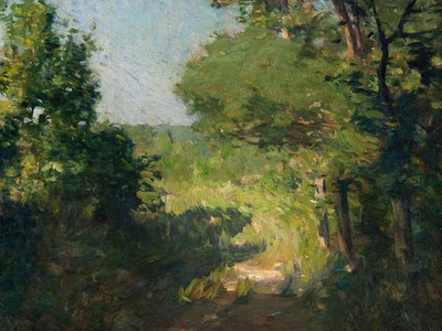The River Lane, c. 1915, by William Langson Lathrop. Oil on canvas, 22 x 25 in. (Bequest of Dorothy J. del Bueno, 2020)
