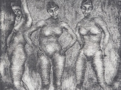 Three Graces, 1926, by George Biddle. Lithograph, 13 1/4 x 9 3/4  in. (Museum purchase, 2016)