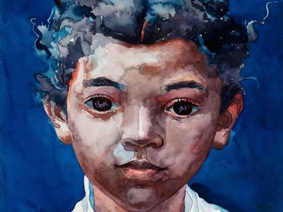 Urlene, Age Nine, 1956, by Samuel J. Brown. Watercolor on paper, 13 x 9 1/2 in. (Museum purchase, Charles Knox Smith Fund, 2004)