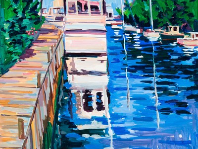 Big Boat in Harbor, 1992, by John Laub