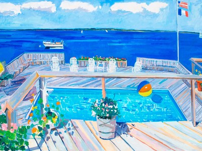 Fire Island Pines Deck on the Bay, 1987 by John Laub (Collection of Frank Stark)