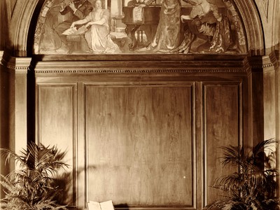 Yarnall House Interior with “Youth and the Arts” Mural and Pendentive Panels, 1910–1911 (Violet Oakley papers, 1841–1981. Archives of American Art, Smithsonian Institution) Photographer unknown