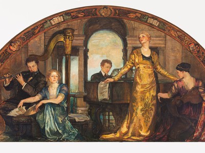 Youth and the Arts, 1910-1911, by Violet Oakley. Oil on canvas, 84 x 165 in. (Gift of the South Eastern Pennsylvania Chapter of the American Red Cross, 1963)