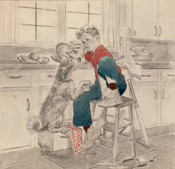Francis Tipton Hunter: Not Till You Do the Dishes (Undated) Watercolor and pencil