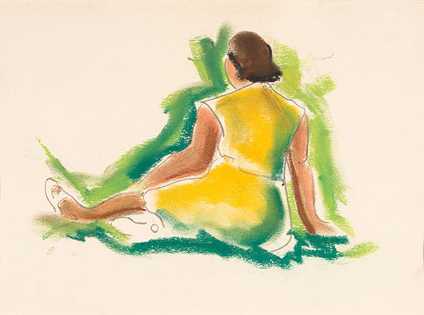 Ethel V. Ashton: Untitled (Woman in a Yellow Dress) (Date unknown) Pastel