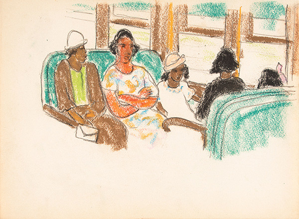 Ethel V. Ashton: Untitled (Women and Girls) (c. mid 1930s) Pastel and graphite