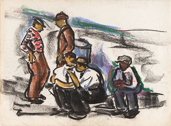 Ethel V. Ashton: Untitled (Five Men) (c. mid 1930s) Pastel