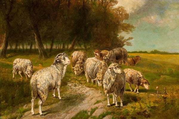 David B. Bechtel: Sheep (19th Century) Oil on canvas