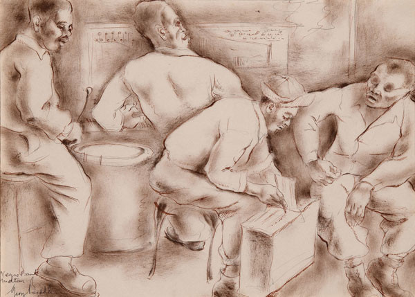 George Biddle: Negro Band Amateur (1943) Ink and wash on paper