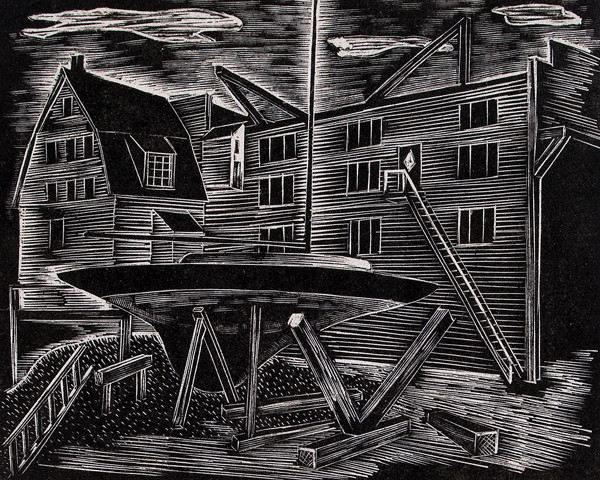Morris Blackburn: Boat and Ladder (1949) Wood engraving