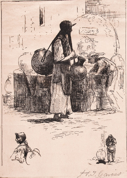 Henry T. Cariss: Mexican Water Carrier (Undated) Etching on heavy laid paper