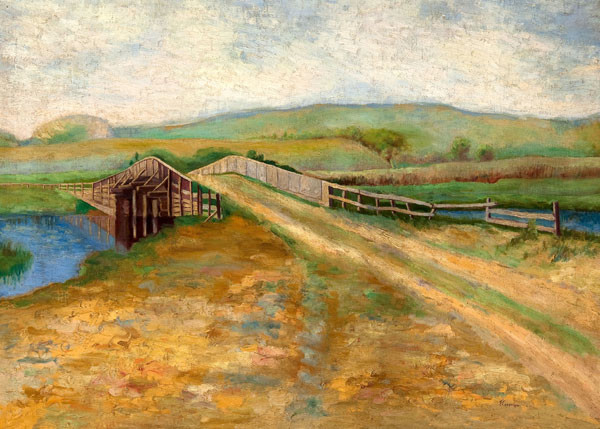 Fern Isabel Coppedge: Landscape with Bridge (1912) Oil on canvas