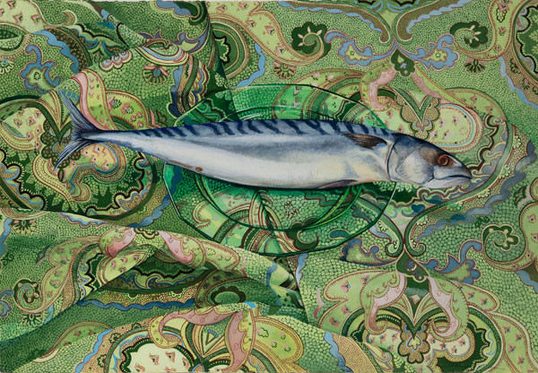 Joan Wadleigh Curran: Fish on a Plate (1982) Gouache on paper