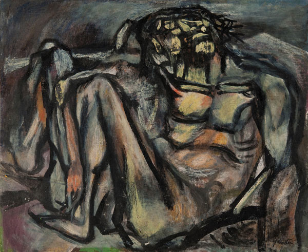 Sam Feinstein: [Crucified] (mid to late 1930s) Oil on canvasboard