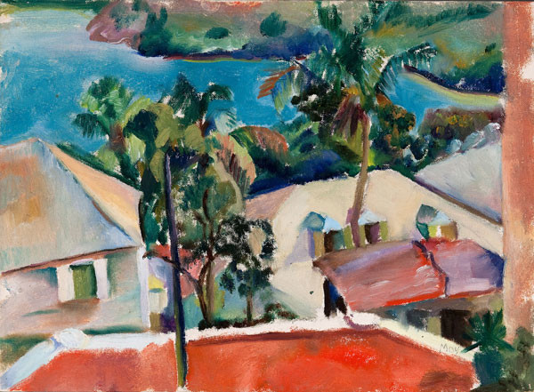 Moy Glidden: St. Croix Landscape I (1936-1937) Oil on canvasboard