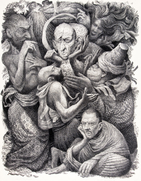 Oliver Grimley: Job and His Friends (Undated) Pen and ink