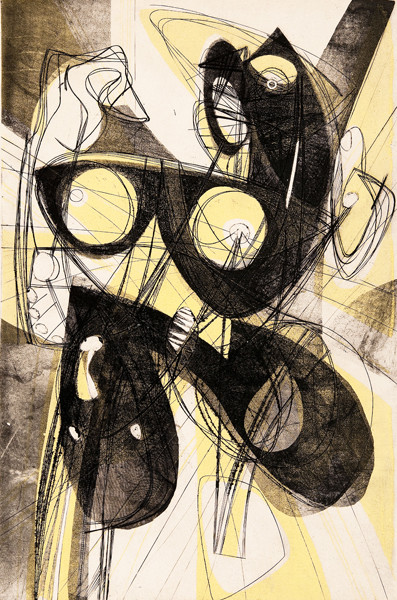 Stanley William Hayter: Ceres (1948) Engraving, soft ground etching, gauffrage, and screenprint