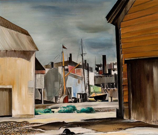 Earl Horter: Boatyard (1933) Oil on canvas