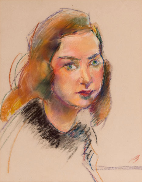 Betty W. Hubbard: Portrait of Linda Perrone (c. 1950) pastel