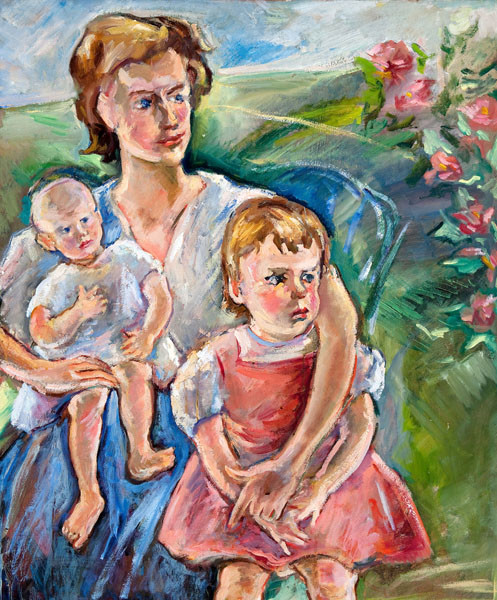 Betty W. Hubbard: [Portrait of the artist's daughter, Leslie Paul Symington, with Leith and Betty] () 