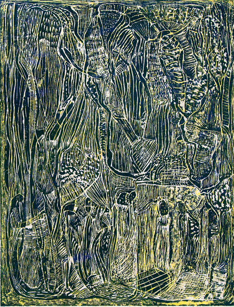 Bernard A. Kohn: Spring Tapestry (1978) color wood engraving