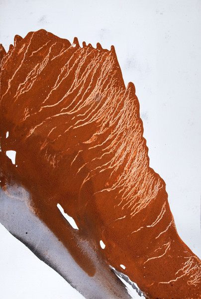 Elaine Kurtz: Untitled (1999) Alabama red dirt and acrylic on Lanaquarelle paper