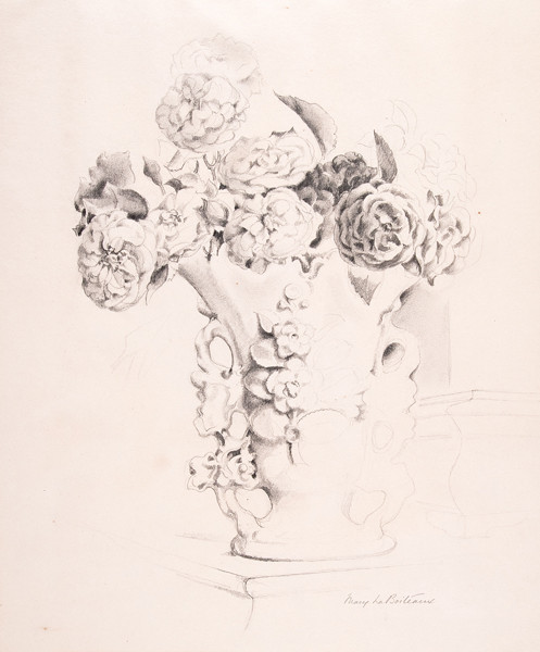 Mary Hinchman La Boiteaux: Roses in a Vase (Undated) Etching