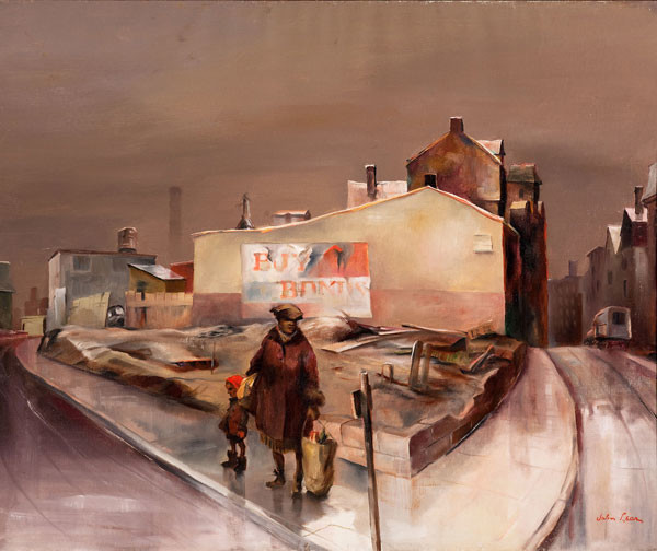 John Brock Lear, Jr.: Bus Stop (1938) Oil on canvas