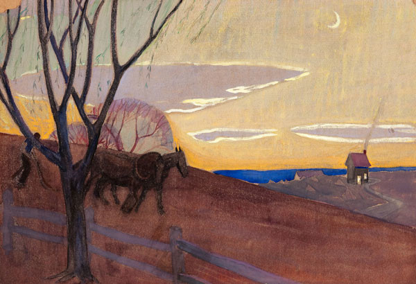 Mildred Bunting Miller: Farmer's Sunrise (Undated) Pastel and opaque watercolor