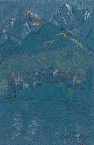Violet Oakley: Untitled (St. Gingolph) (Undated) Pastel on laid paper