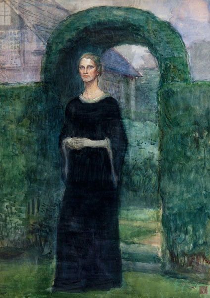 Violet Oakley: Portrait of Mrs. Chester Pyle (Eleanor Pyle) at Cogslea (Date unknown) Watercolor on paper