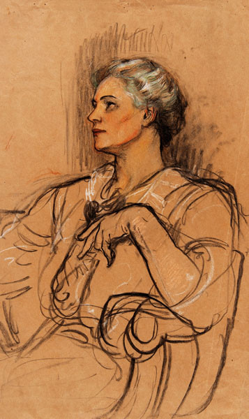 Violet Oakley: Untitled [Portrait of a Woman] (Undated) Pastel and charcoal
