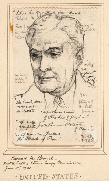 Violet Oakley: Bernard M. Baruch, United Nations Series (1946) Charcoal and graphite on paper