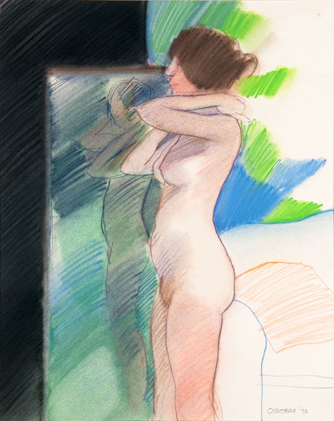 Elizabeth Osborne: Girl with Mirror (1972) Colored pencil on paper