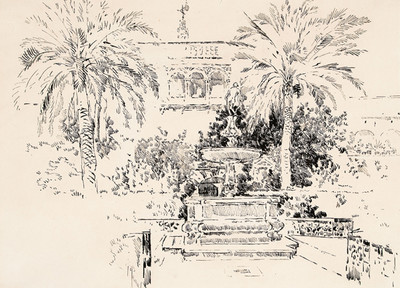 Fountain and Palms