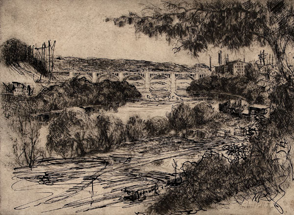 Herbert Pullinger: Canal Manayunk (1922) Etching