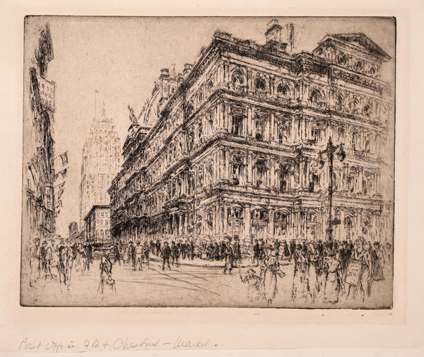 Herbert Pullinger: Post Office 9th and Chestnut (1930) Etching