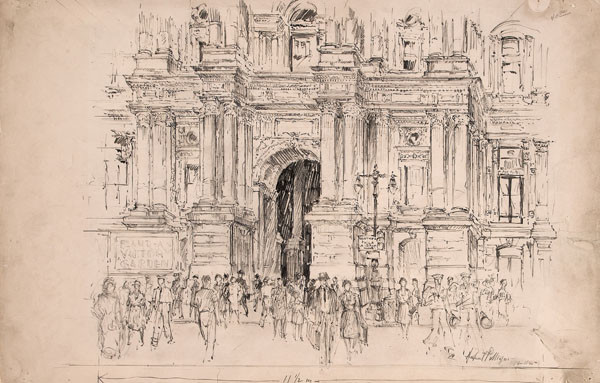 Herbert Pullinger: City Hall Portal (1944-1945) Pencil on wove paper