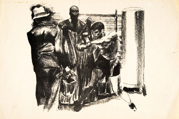 Robert Riggs: Boxer warming up (c. 1933-1934) Lithograph on thin woven paper