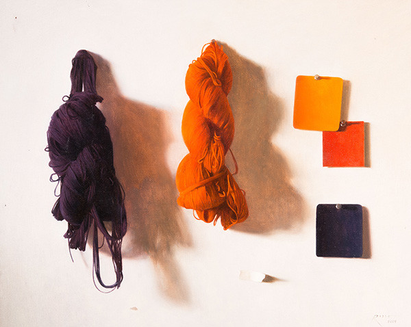 Carlo Russo: Yarns in Orange and Blue (2009) Oil on linen